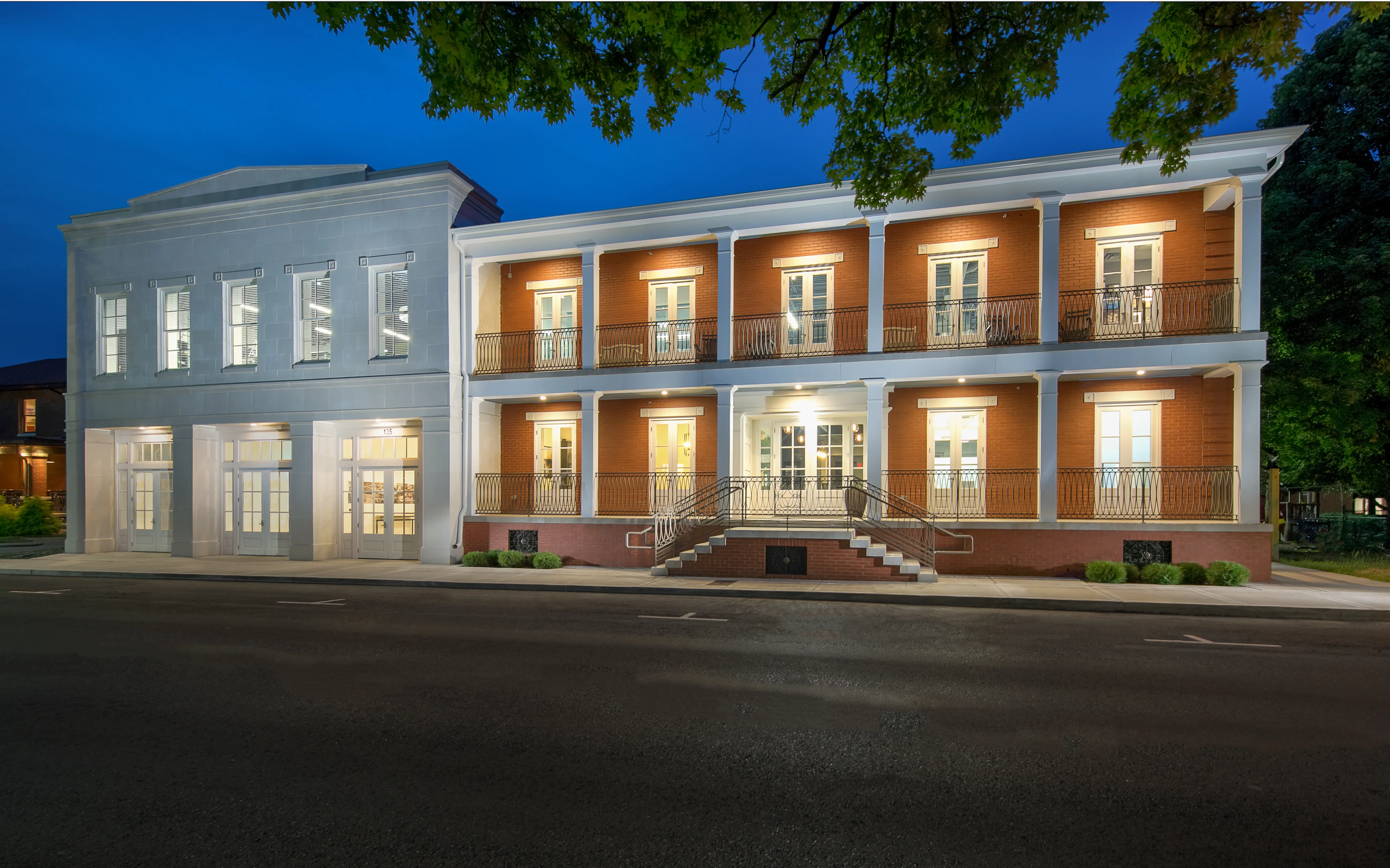 downtown franklin historic renovation nighttime