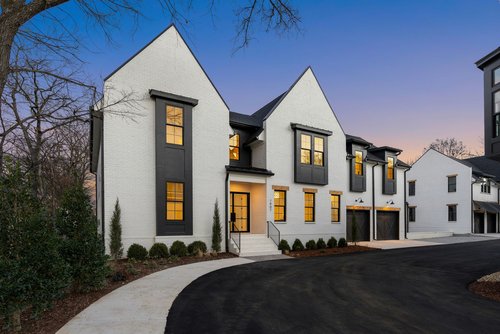 residential home exterior nighttime