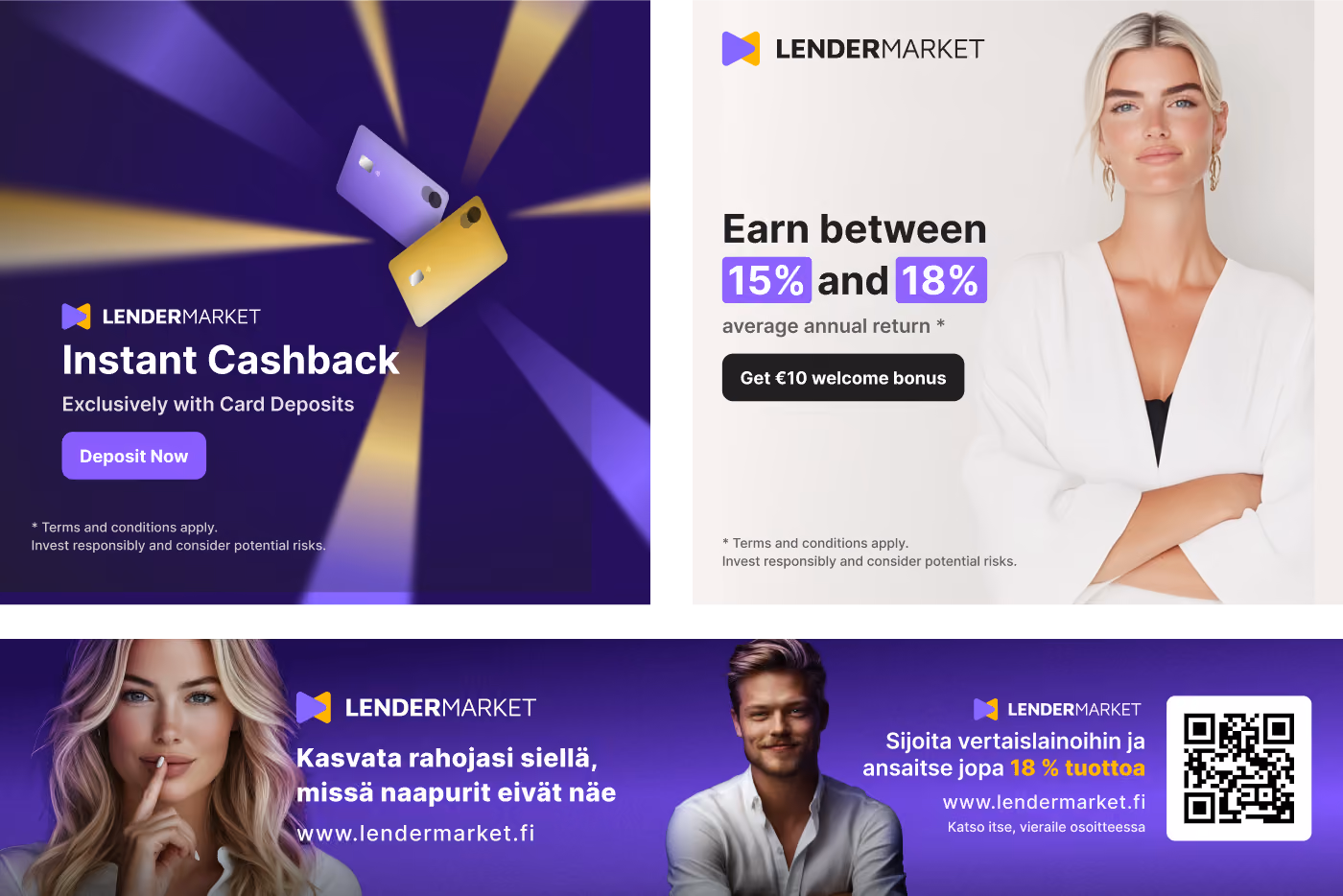 Earlier Lendermarket campaign and interface designs