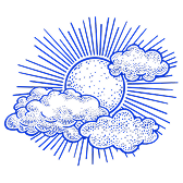 Illustration of clouds parting