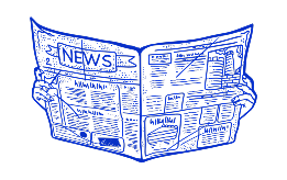Illustration of newspaper being read