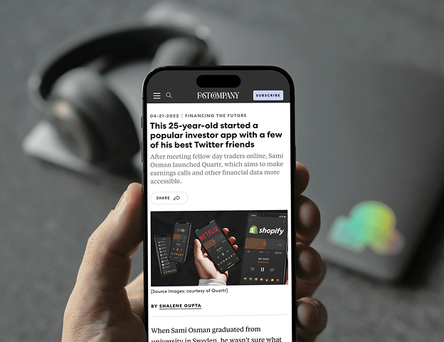 Phone showing article