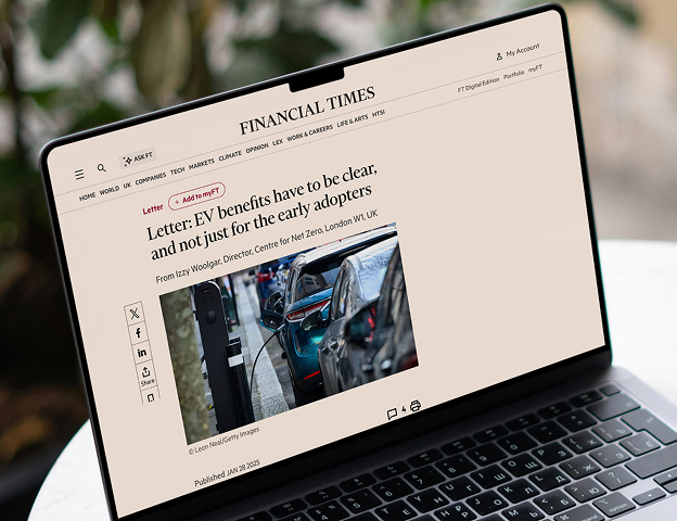 Laptop showing FT article