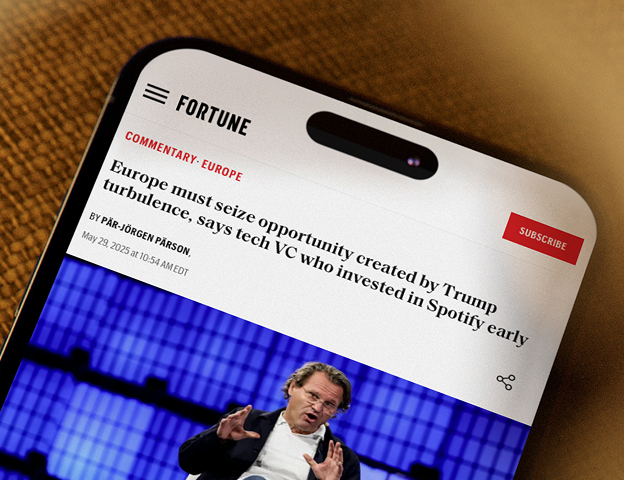 Phone showing Fortune article
