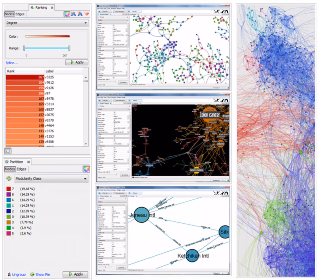Illustration de l'outil Open Source Gephi