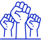 raised fists representing law