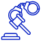 A hammer and cuffs representing law