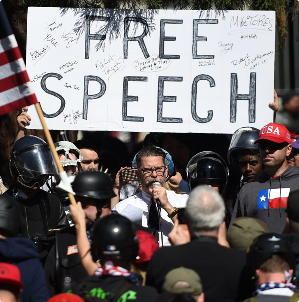 Some people with a paper written free speech