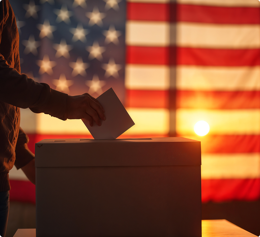 Someine inserting their vote in the box
