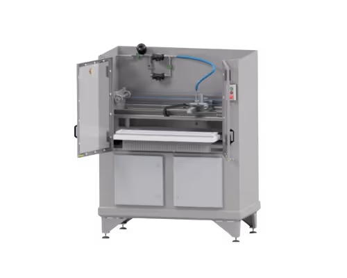 Stainless steel Needle Washing Machine with open chamber and spray nozzles for cleaning injection needles.