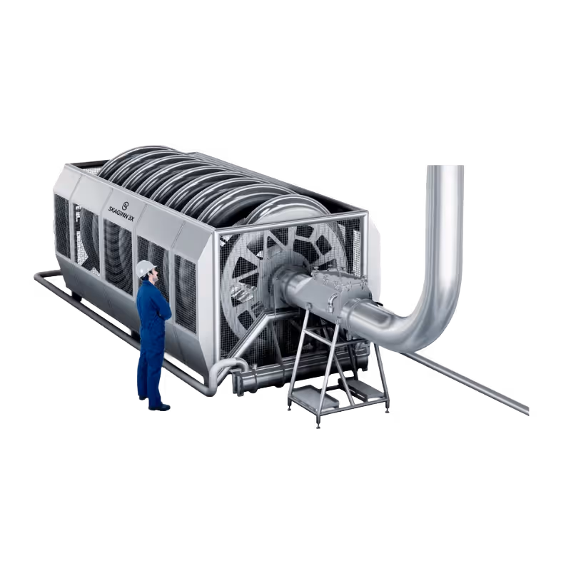 Large industrial ValuePump with rotating internal pipes for gentle food conveyance.