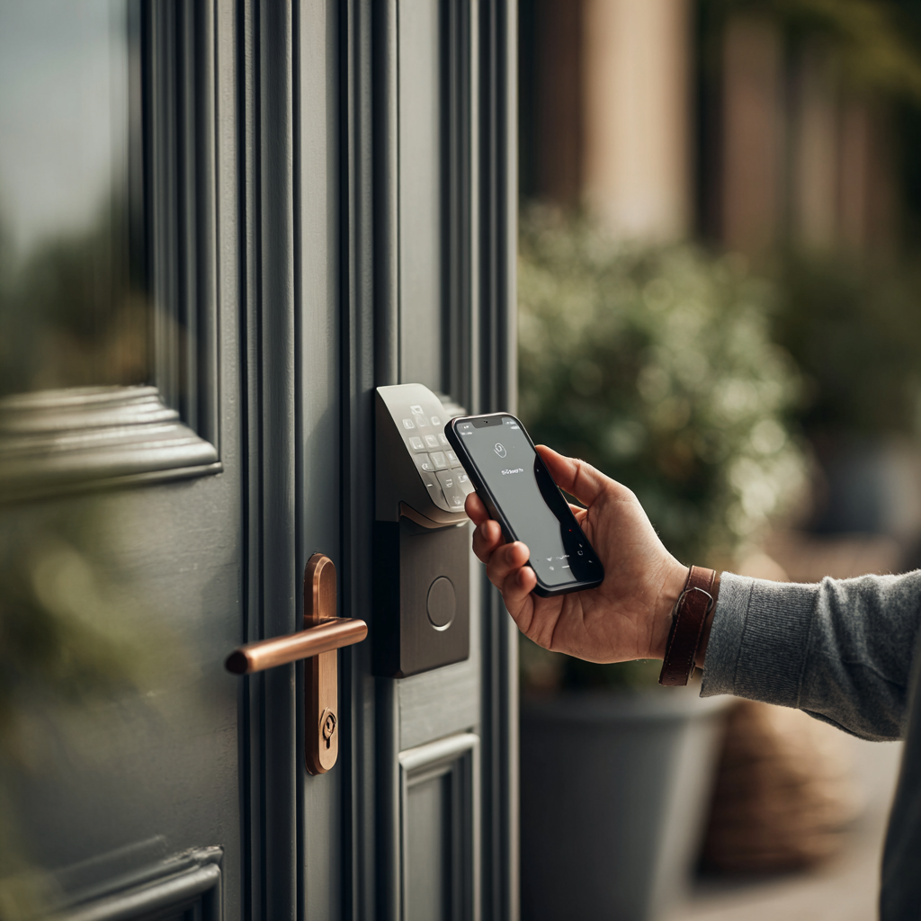 Person unlcoking smart lock