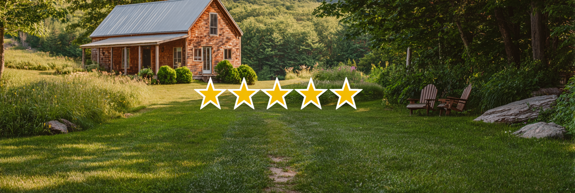 5 stars in a line with a house in the background