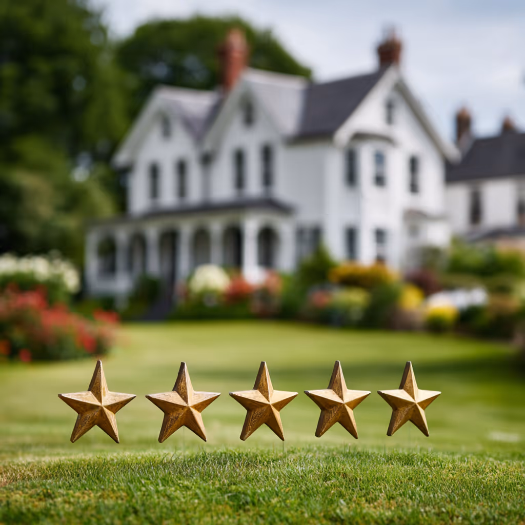 5 stars on the front yard of a home
