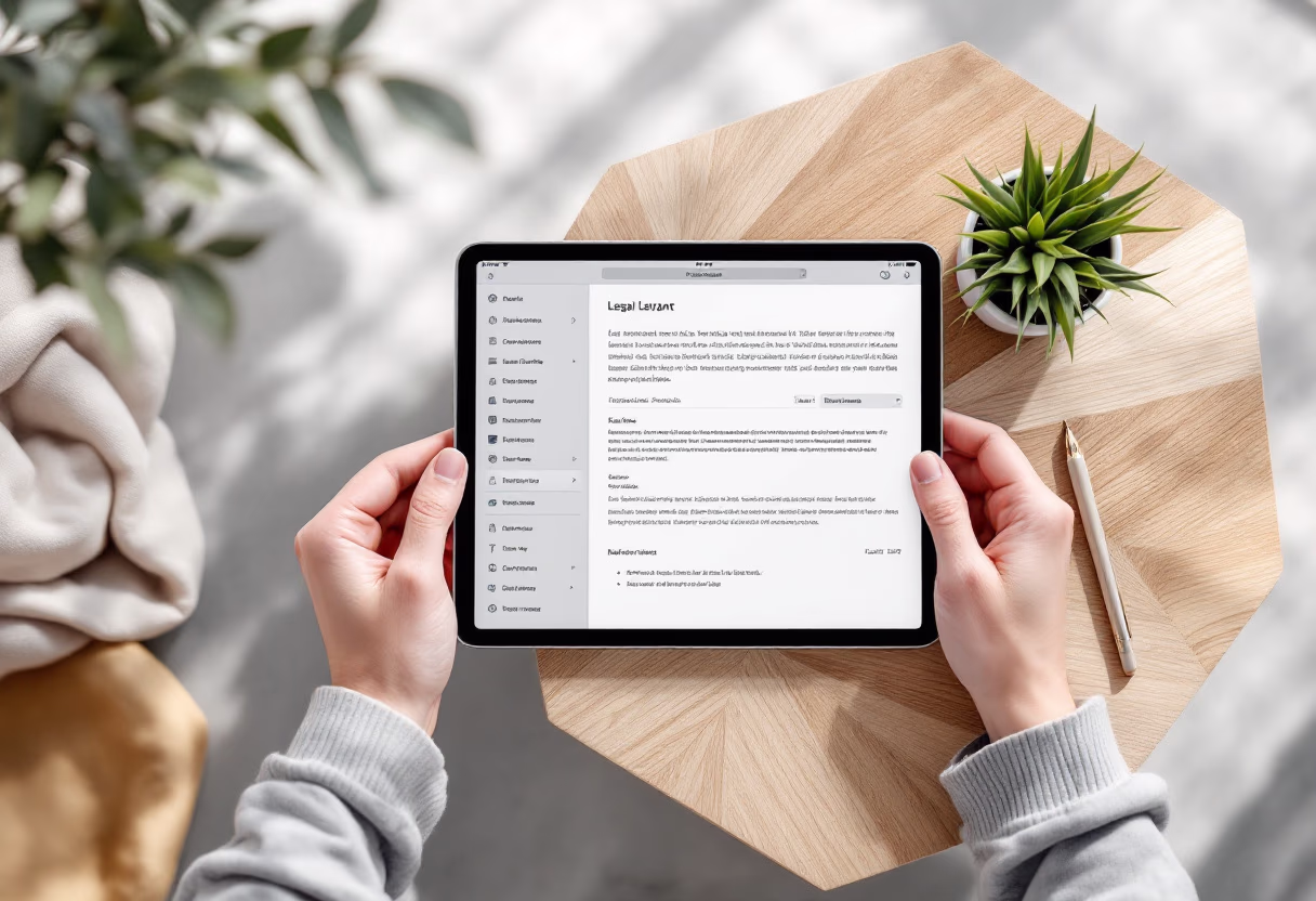 image of mobile device with legal article displayed (for a legal tech)