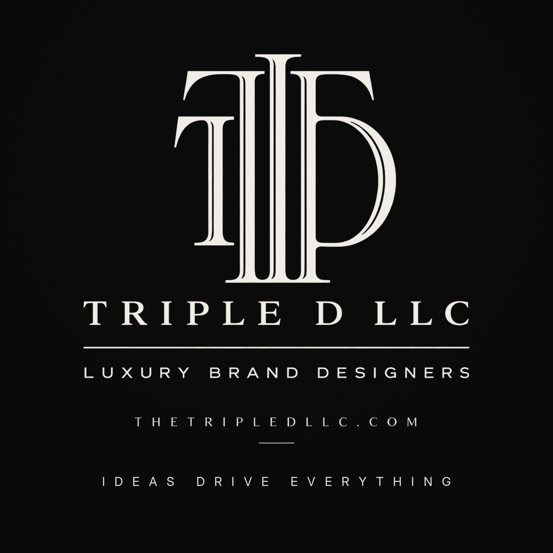 Triple D LLC. Luxury Brand Designers. Original monogram and wordmark.