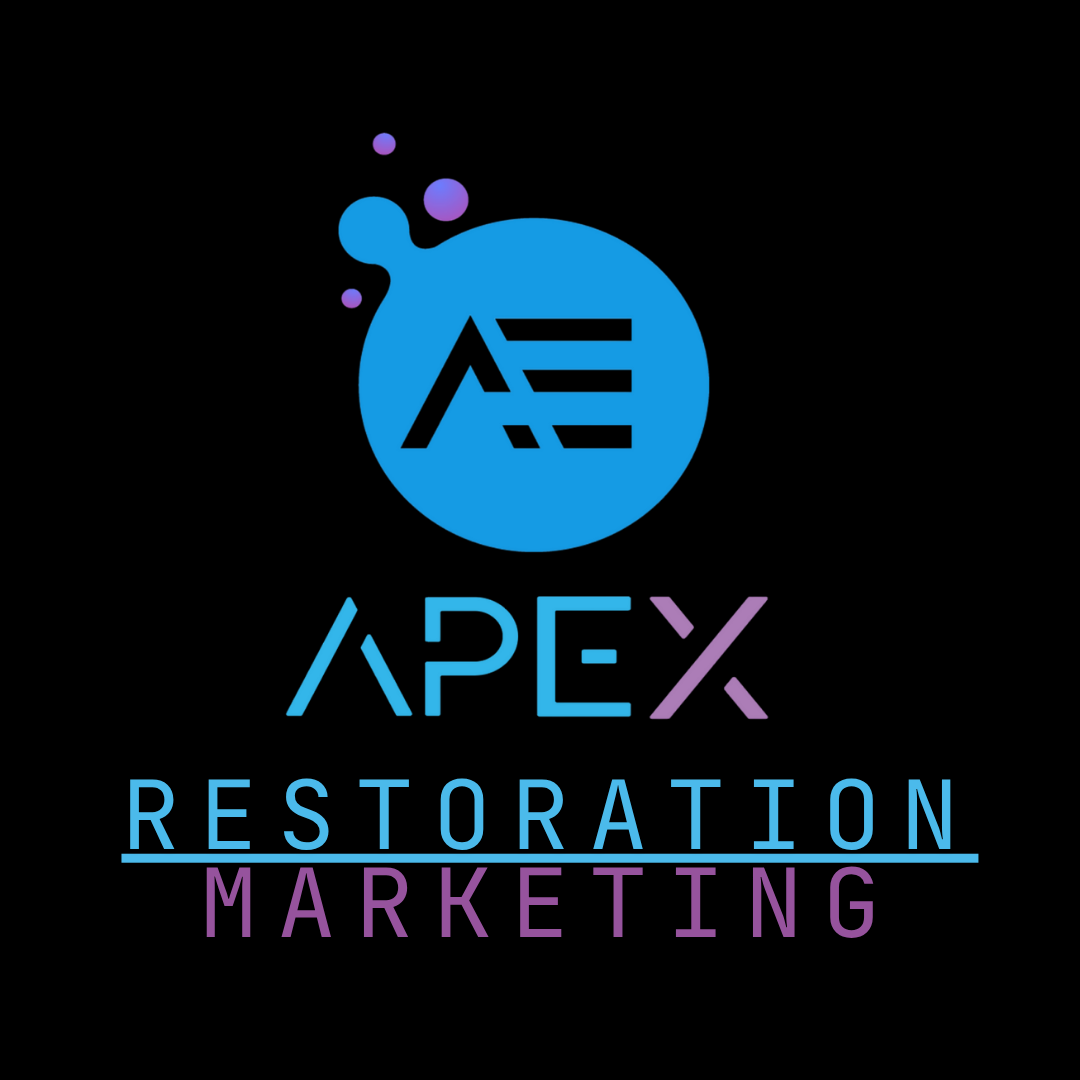 Apex Restoration Marketing logo with blue and purple color scheme