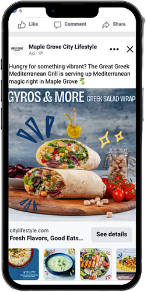 Facebook ad City Lifestyle ran for Great Greek Grill
