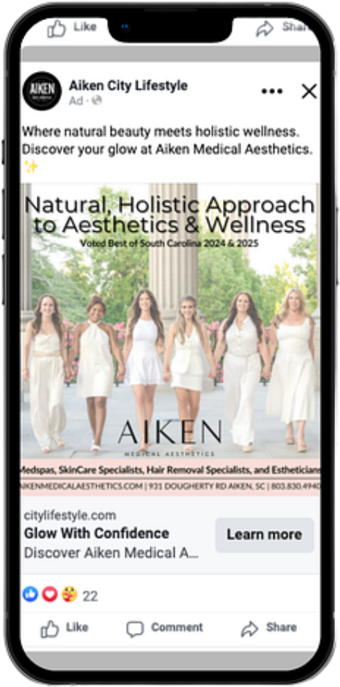 Facebook ad City Lifestyle ran for Aiken Medical Aesthetics