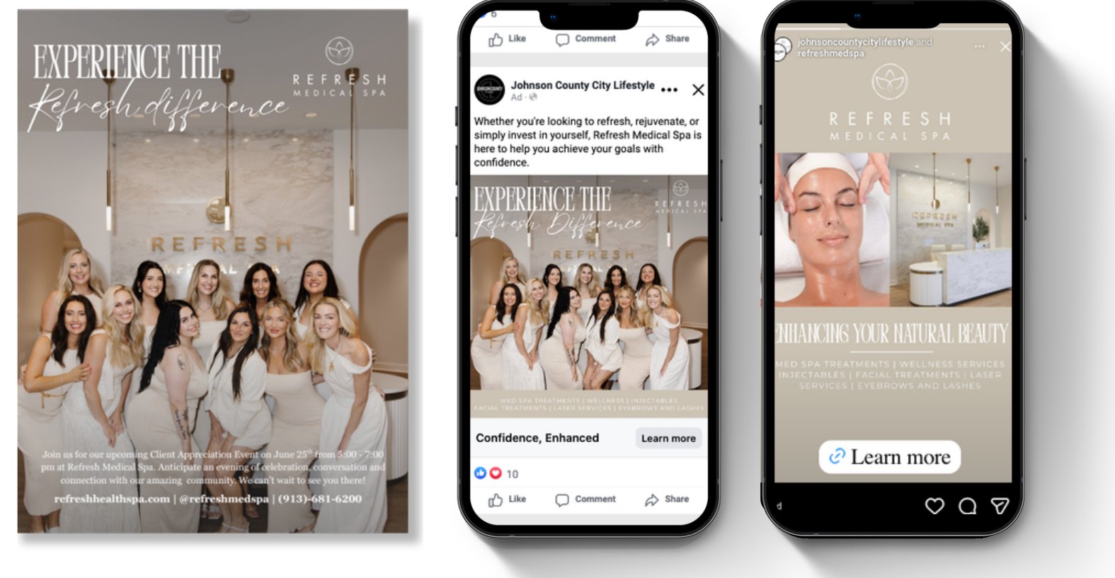 Refresh Medical Spa ad creative from Johnson County City Lifestyle