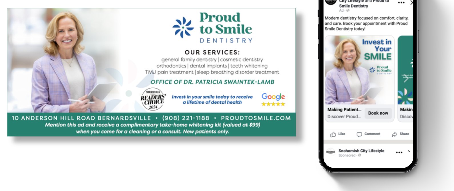 Proud to Smile Dentistry ad creative from Bridgewater & Somerset Hills City Lifestyle