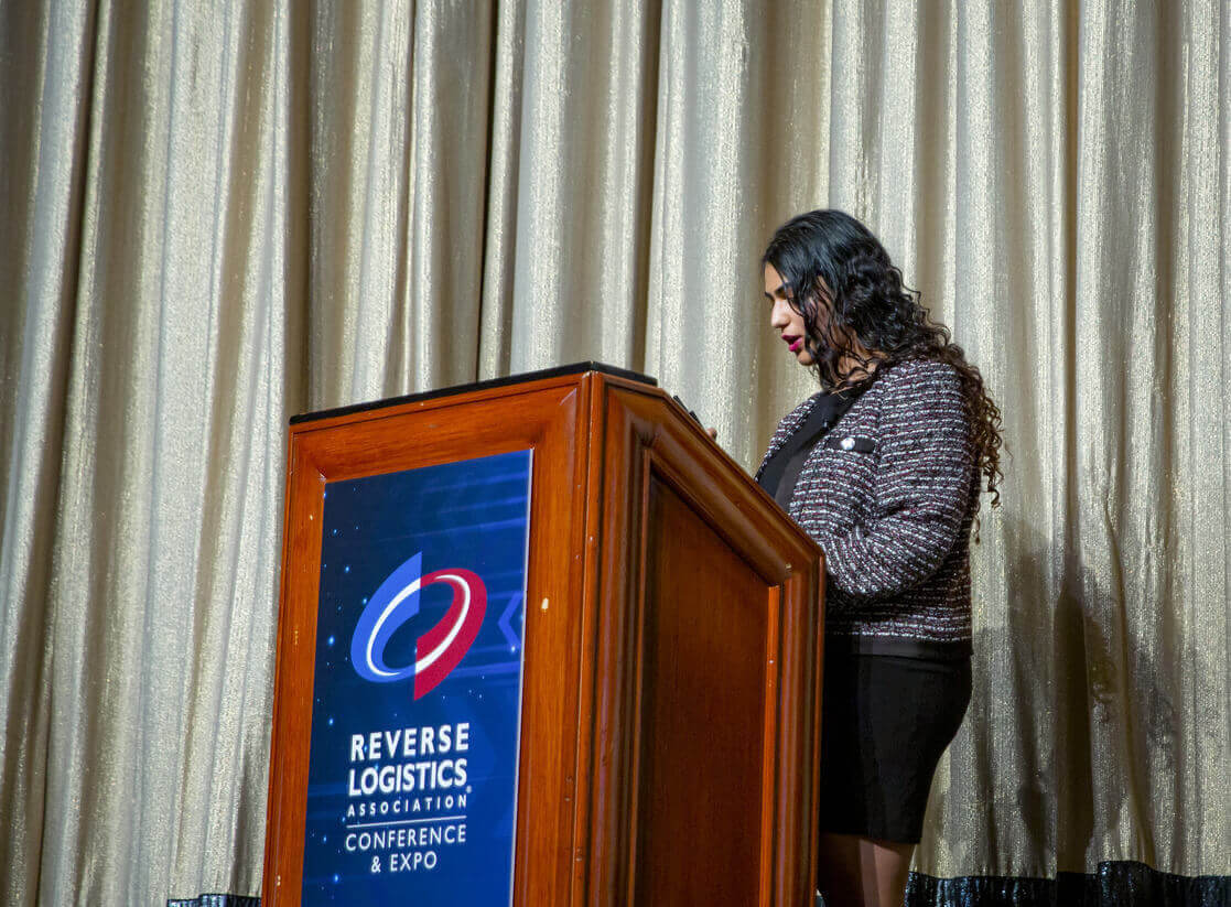 Amrita Bhasin speaking at the Reverse Logistics Association Conference & Expo