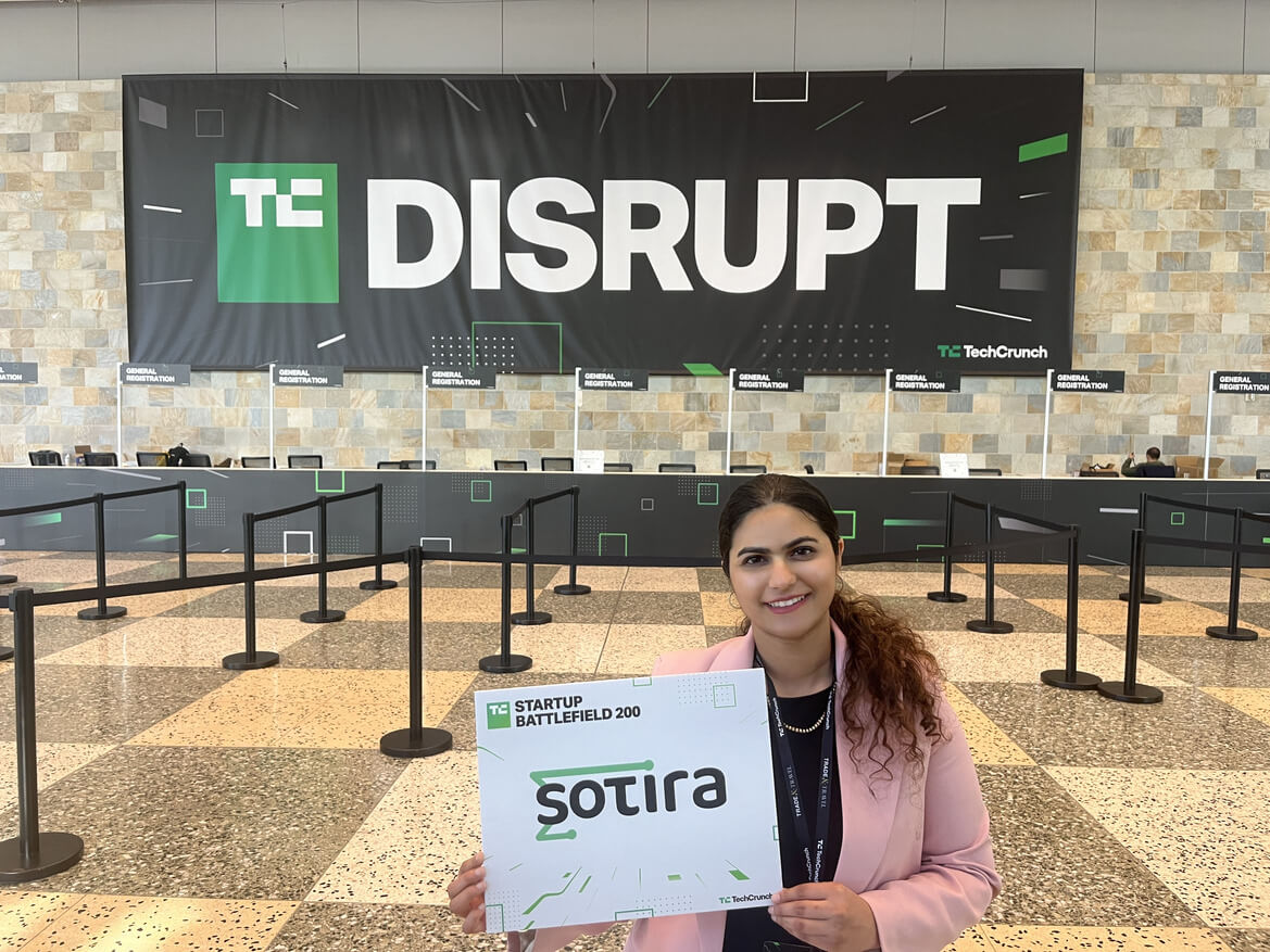 Amrita Bhasin representing Sotira at TechCrunch Disrupt 2024