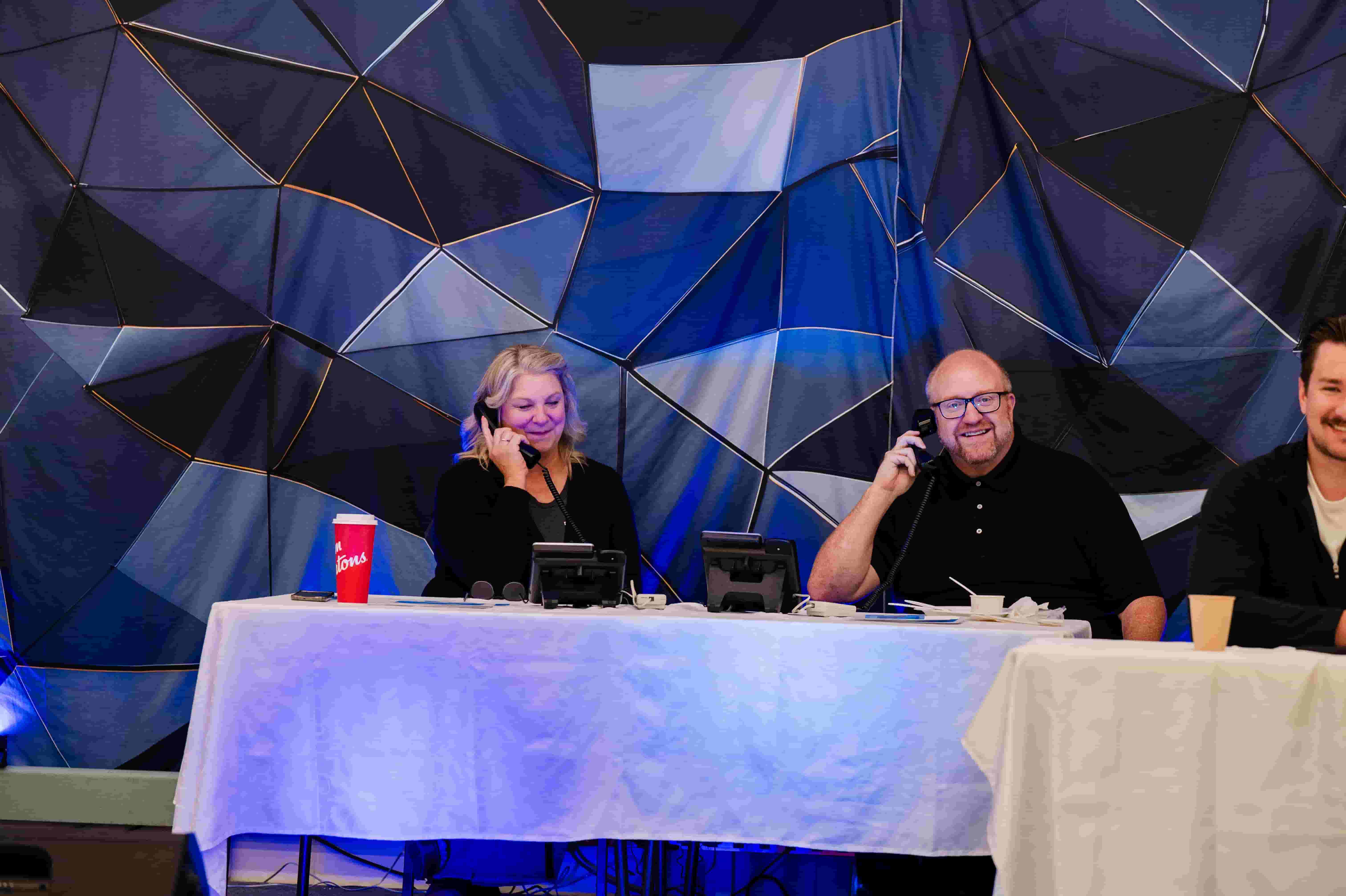 Volunteers answering phones