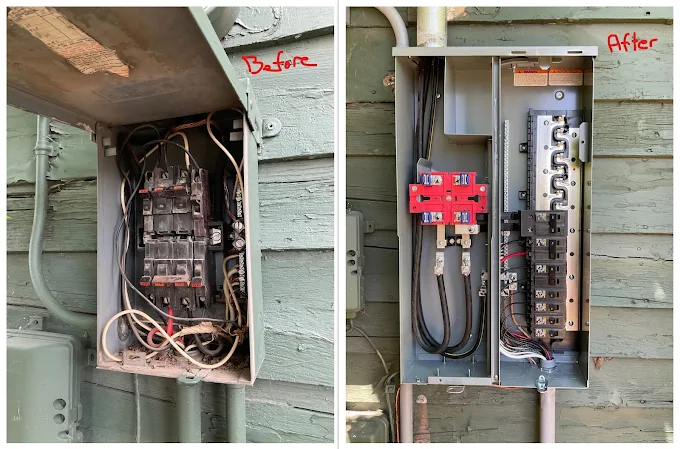 before and after of electrical panel update