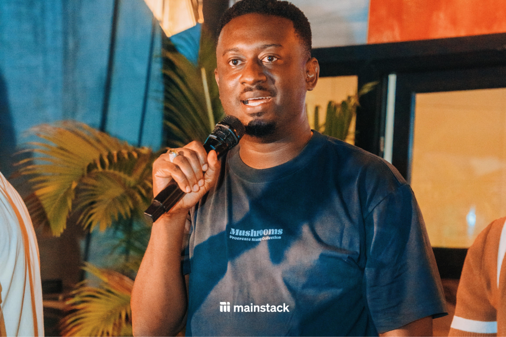 An Invited guest asking questions during the fireside chat