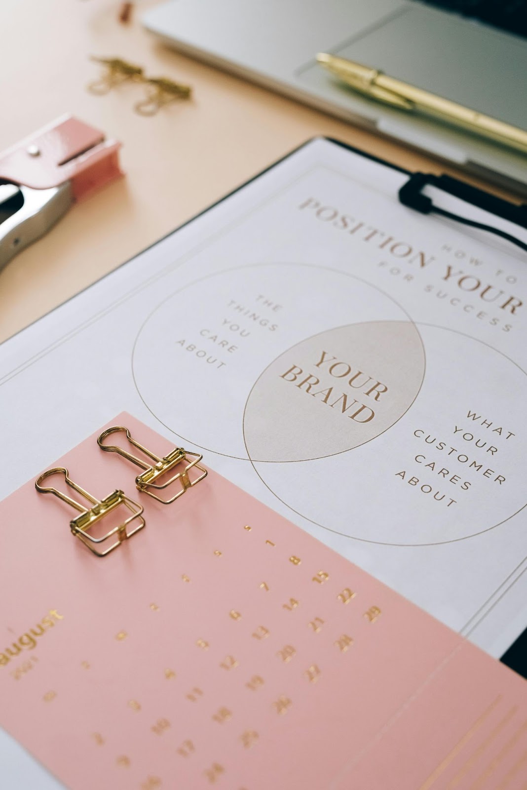 A pink themed brand mood board