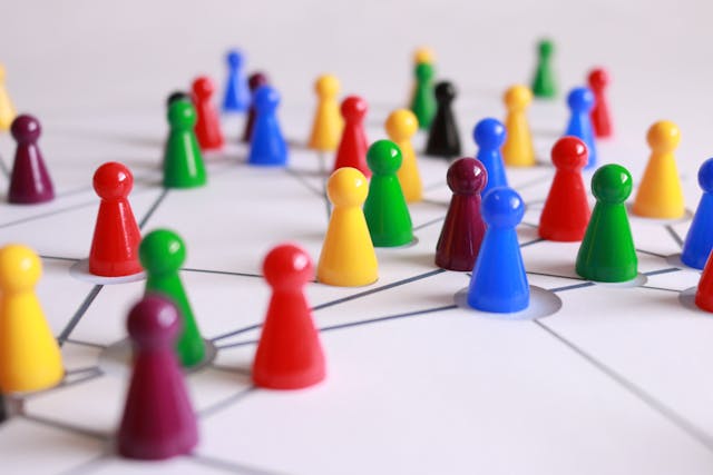 Colored markers on a brand roadmap