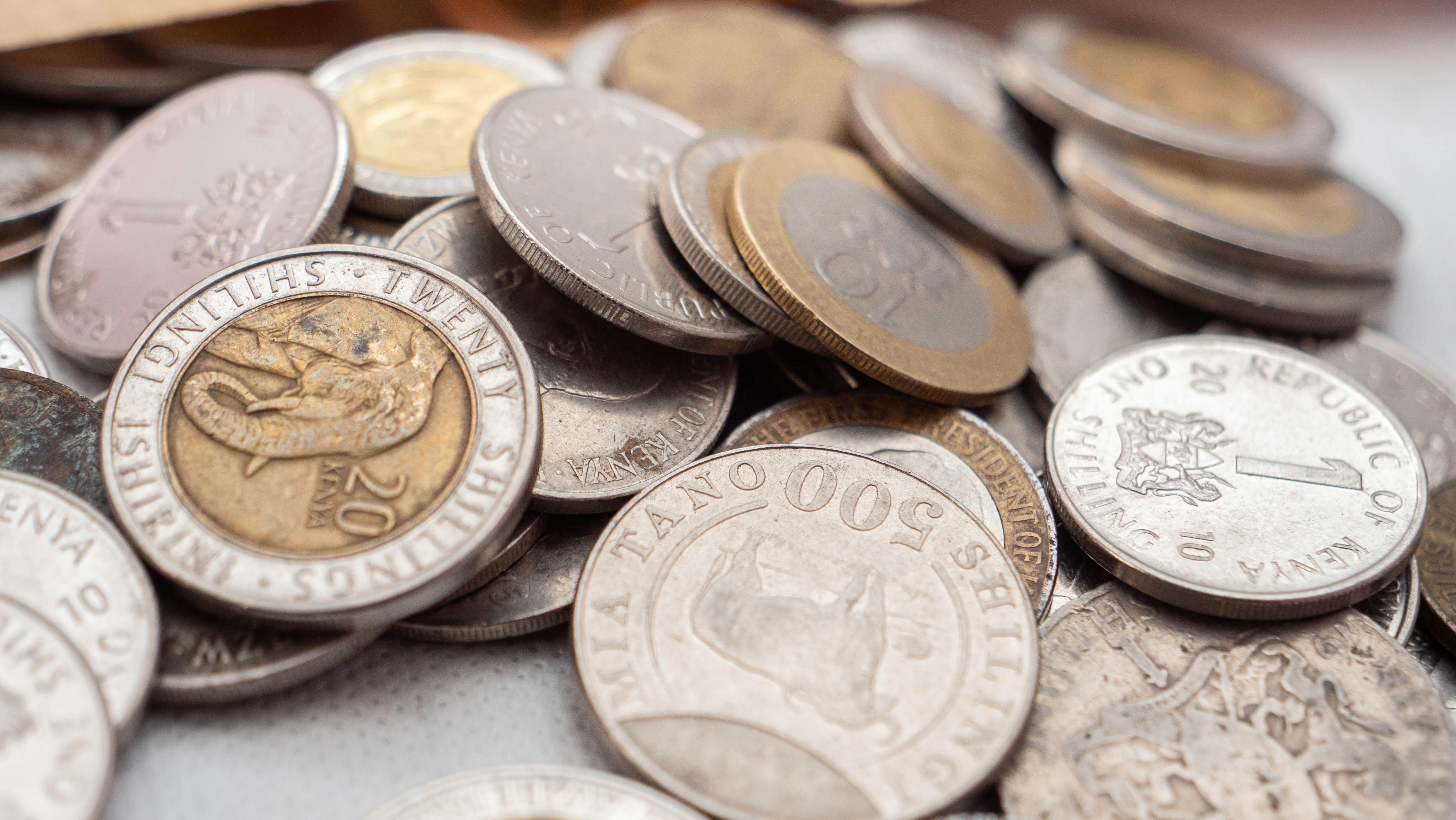 close-up heap of Kenya shillings