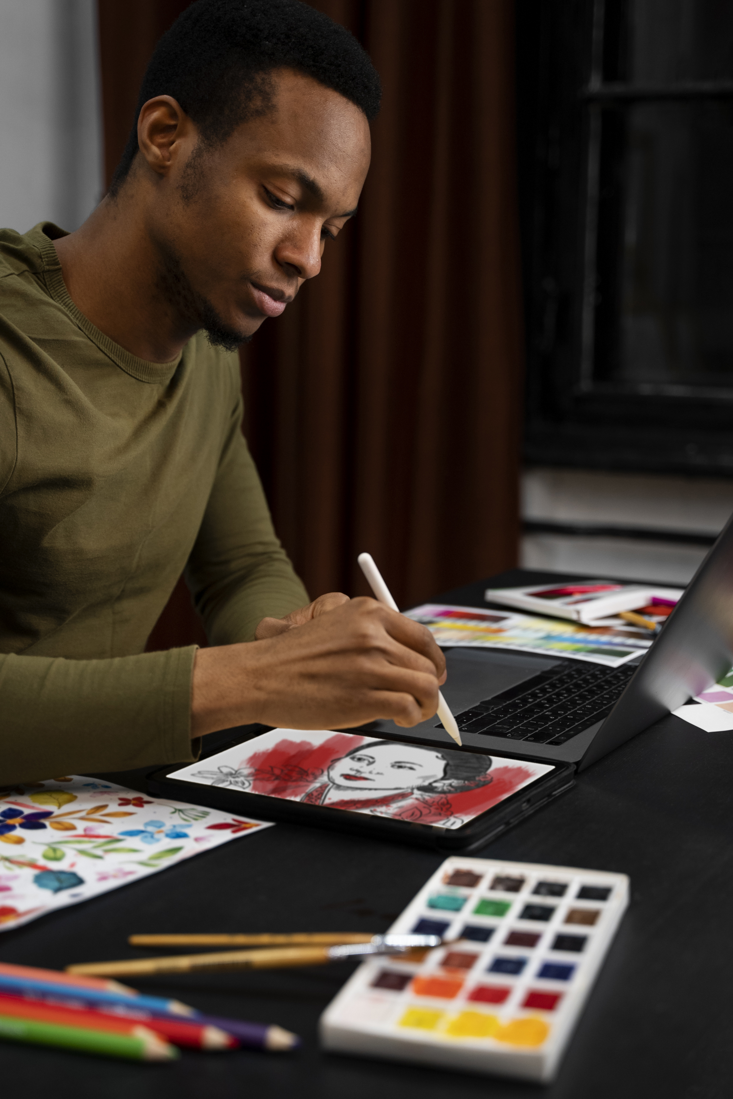 A man at his drawing table