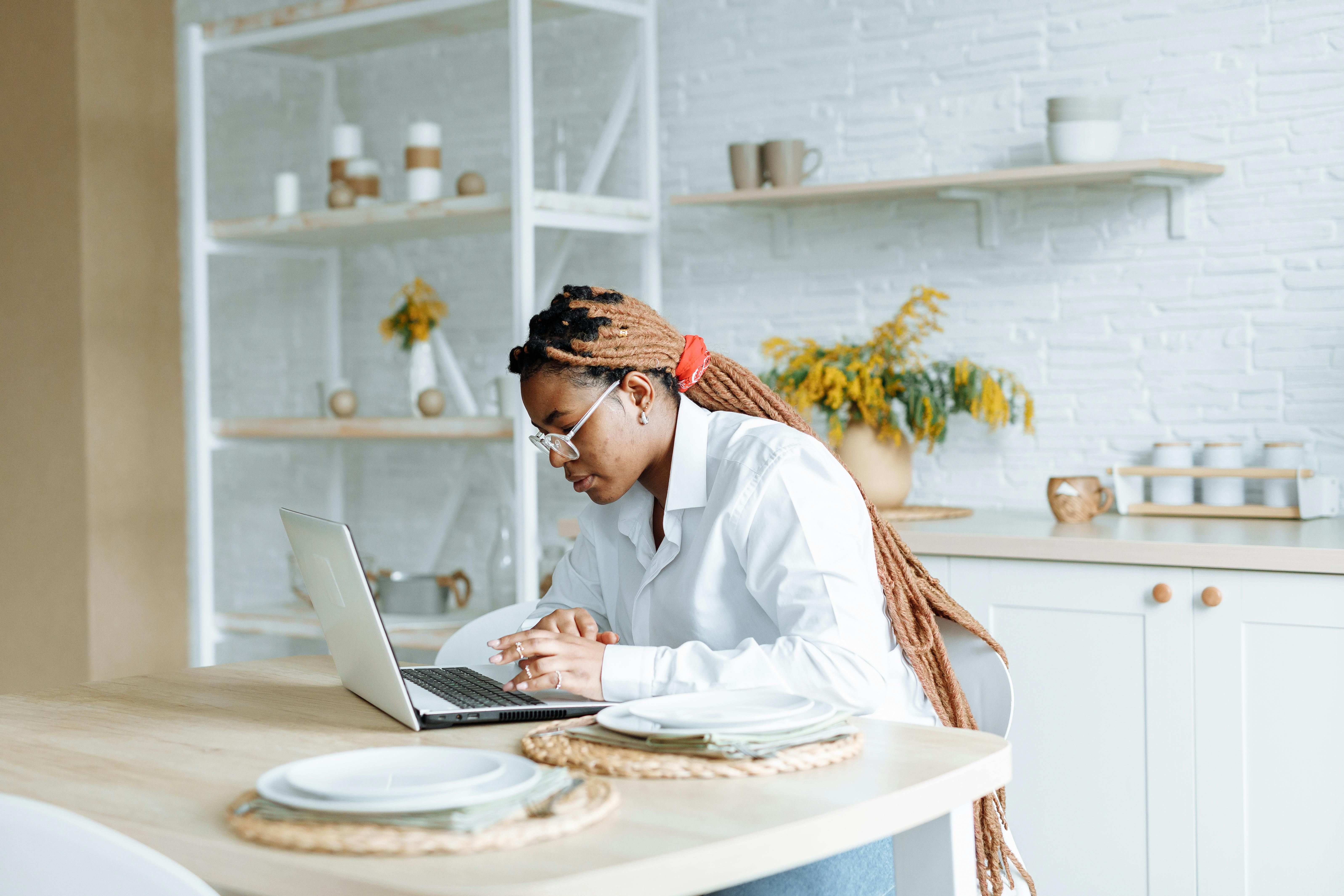 A lady working on her digital product