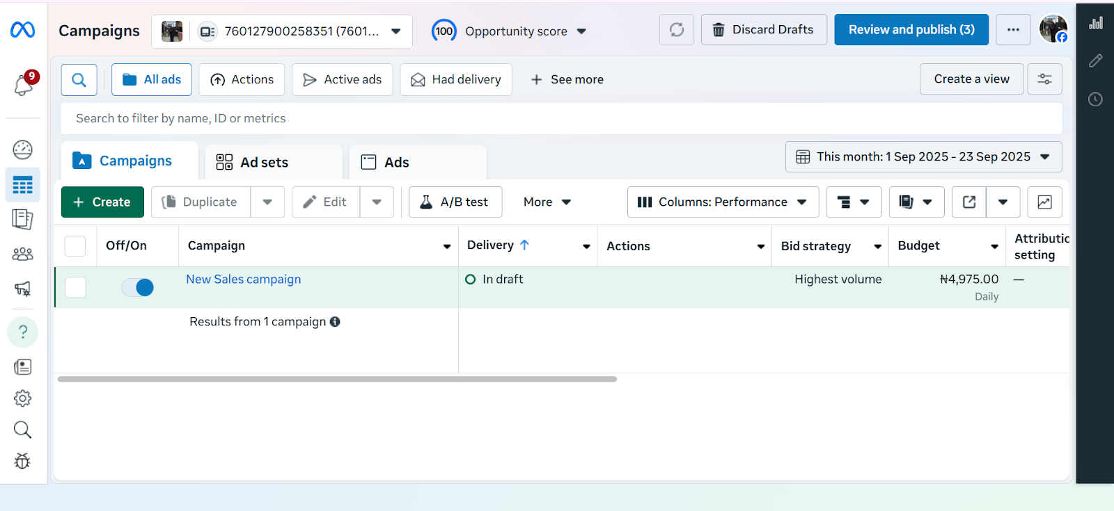 Screenshot of the 2025 Meta Ads Manager dashboard showing campaign overview, and navigation menu in the layout.