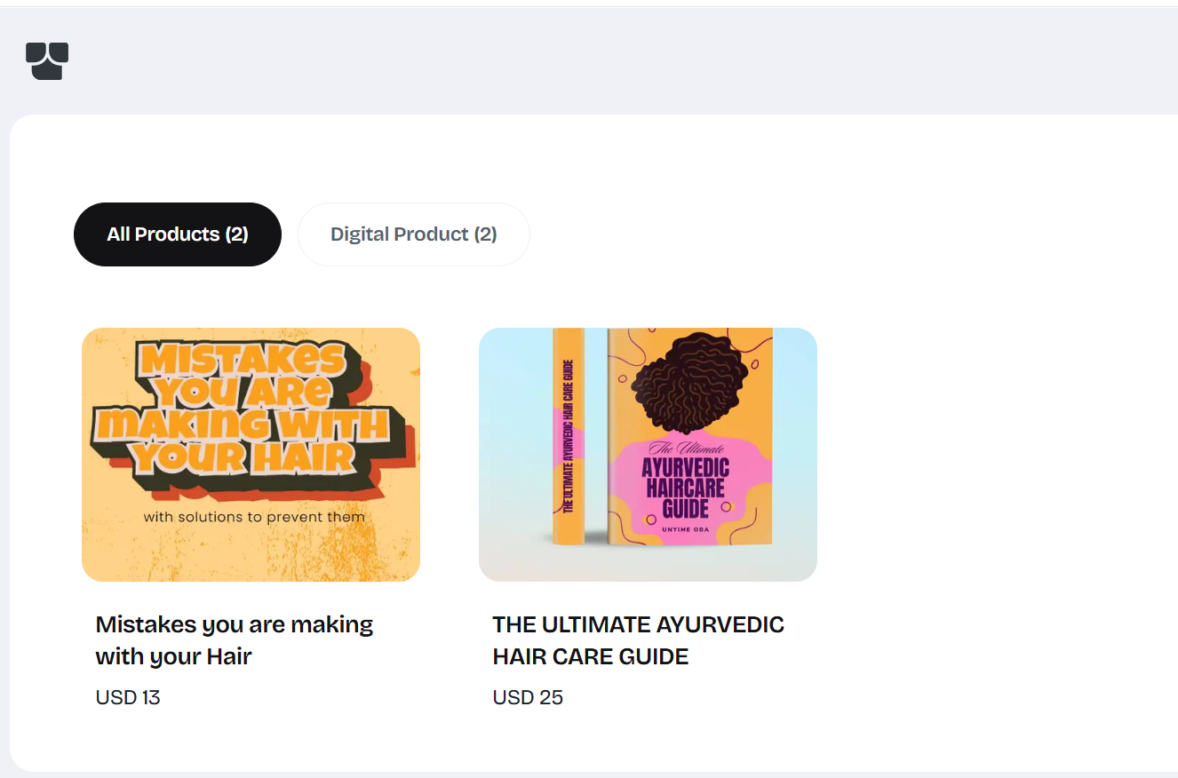 Screenshot of a creators e-books on their Mainstack storefront
