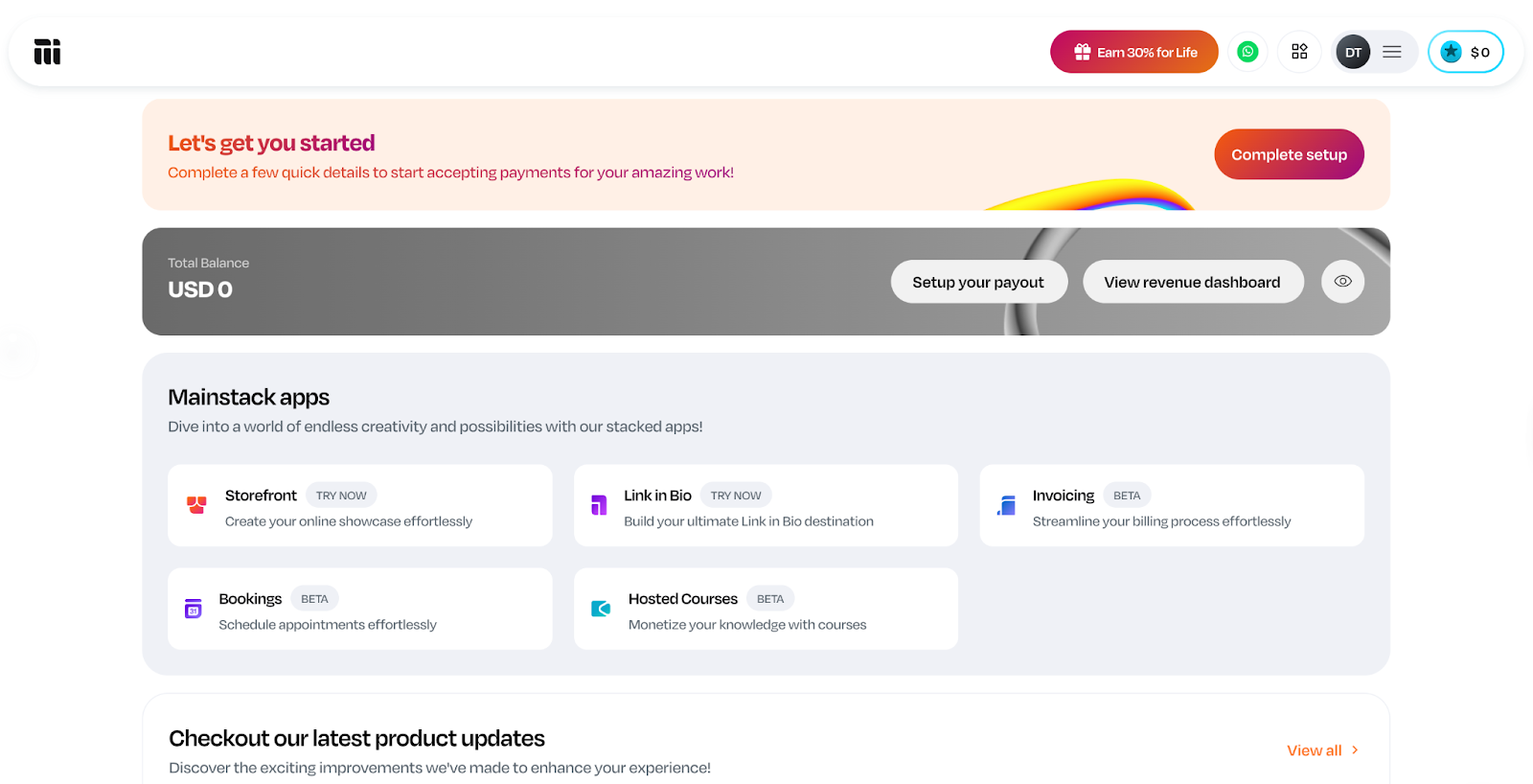 Mainstack user homepage