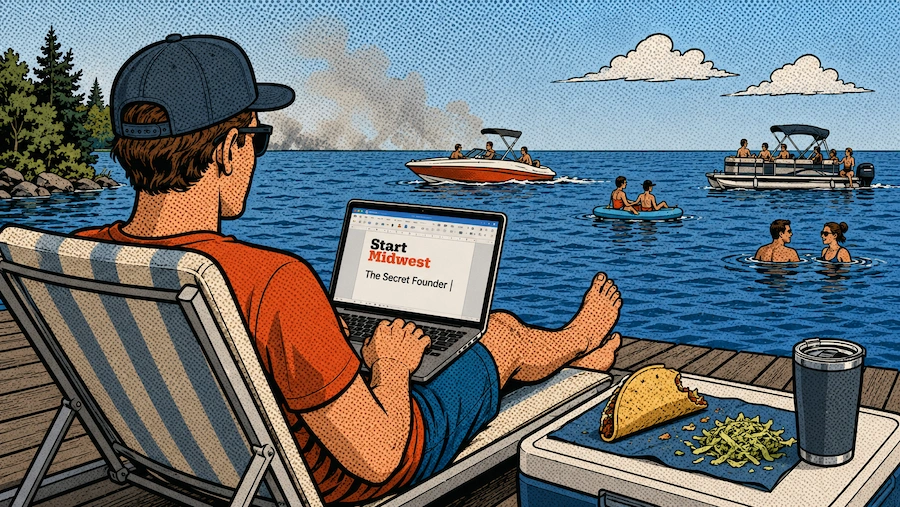 Image: even the Secret Founder needs some time at the lake (Generated by AI)