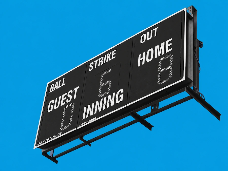 Image: Baseball scoreboard by Chi-Hung Lin via Wikimedia Commons - altered by AI