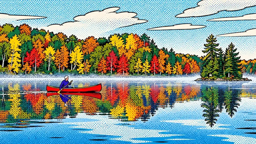 Autumn Lake Canoe Scene. Midwest Startup Funding Q3 2026. Image: Dan Thornberg / shutterstock - altered by AI