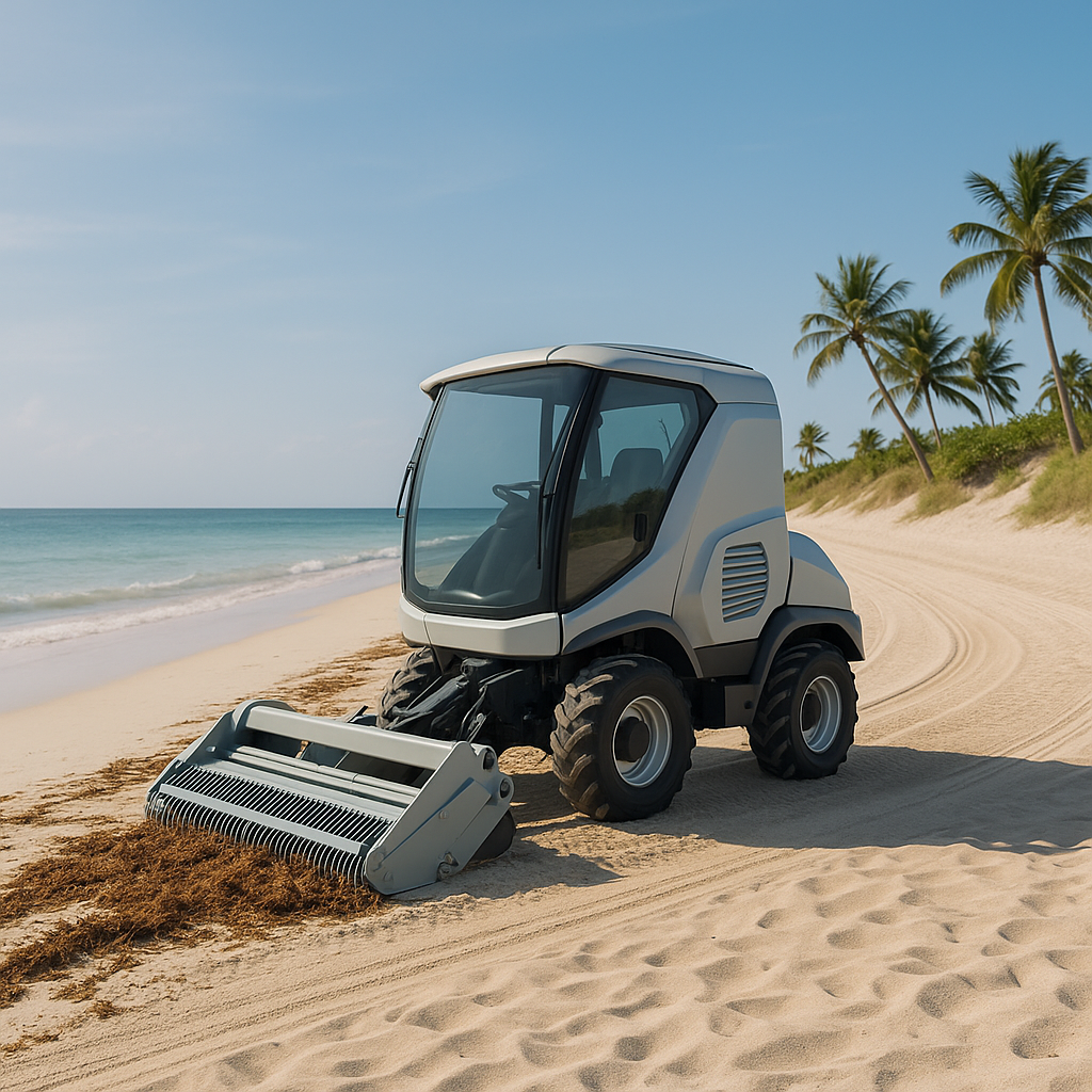 Beach with sargassum