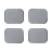 Four square icons arranged in a 2 by 2 grid with rounded corners and a gradient gray color.