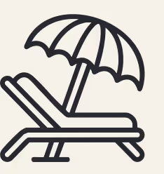Icon of a lounge chair with a beach umbrella.