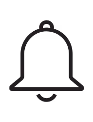 Simple black outline of a notification bell icon on a transparent background.