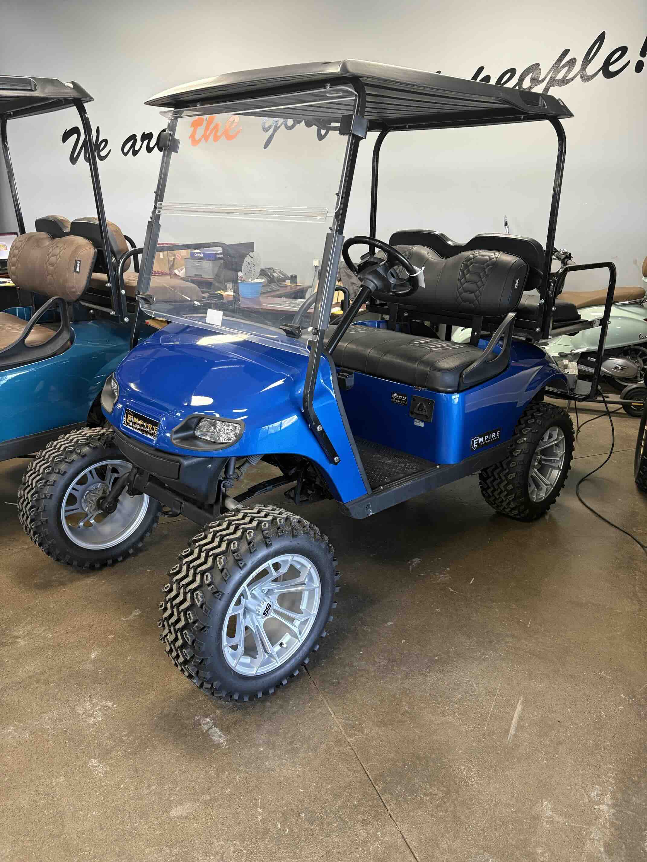 EZGO TXT 4-Passenger golf cart in Blue – Birdie Golf Carts Port Colborne
