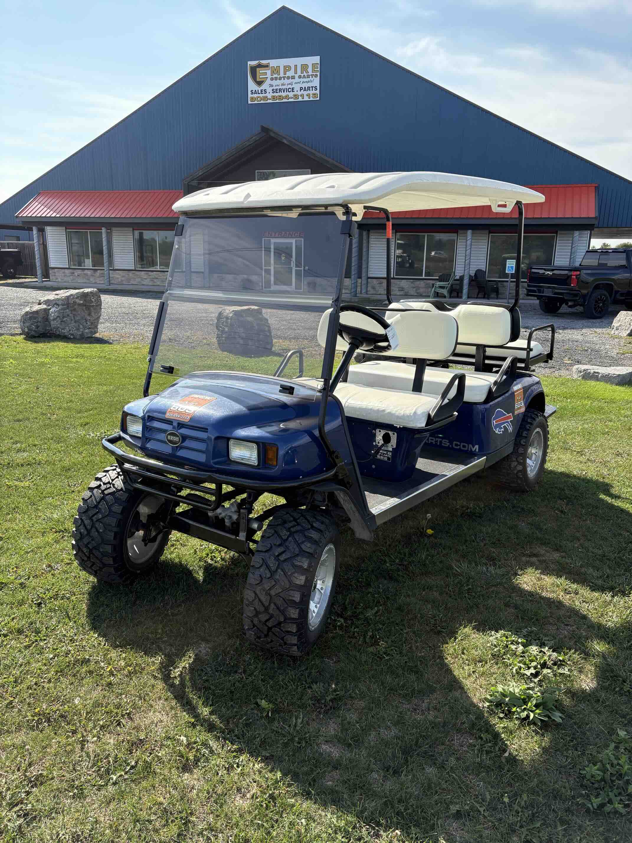EZGO TXT 6-Passenger golf cart in Blue – Birdie Golf Carts Port Colborne