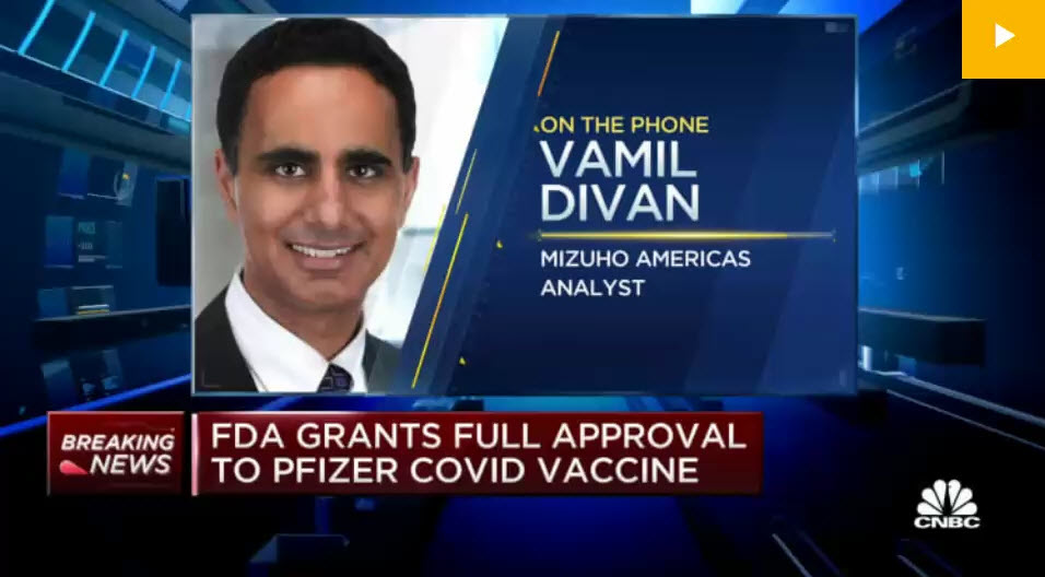 Pfizer’s Covid vaccine approval adds certainty to the stock: Mizuho analyst