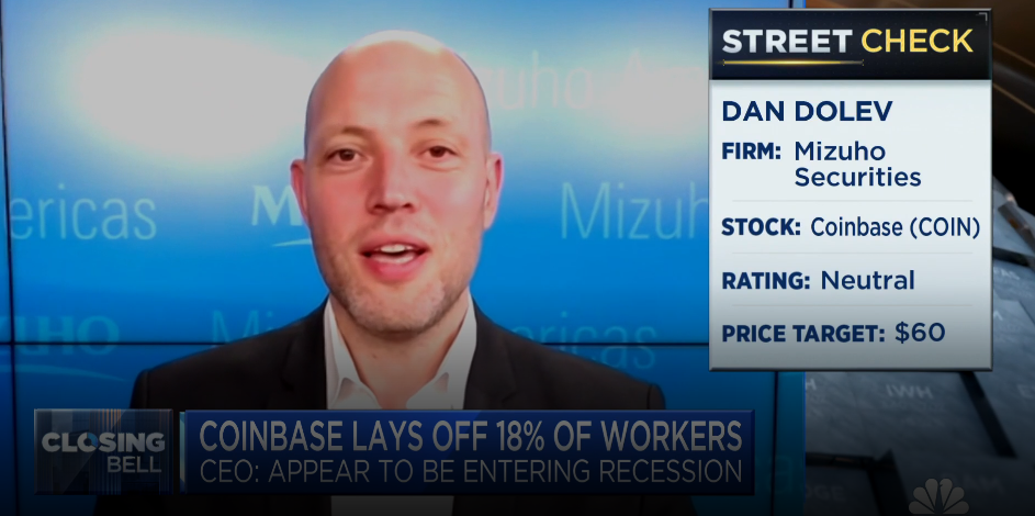 If bitcoin stabilizes there may be a relief rally for Coinbase, says Mizuho’s Dan Dolev