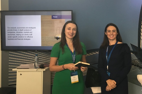 Ladies talking at a conference